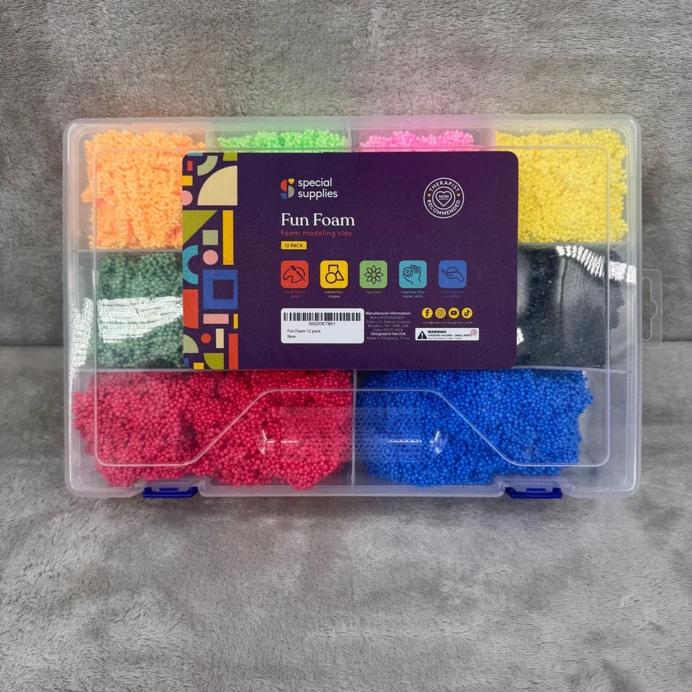Special Supplies Fun Foam Non Drying 12 Pack Sensory Play Set Non-Toxic Colorful